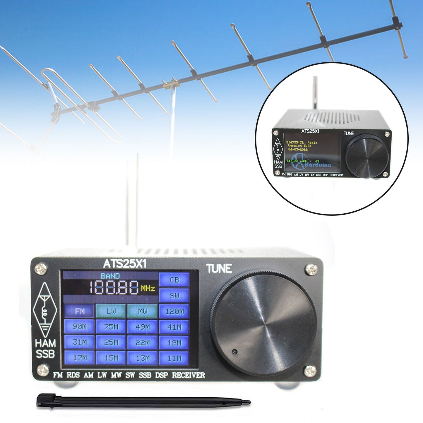 Récepteur radio DSP toutes bandes ATS-25X1 d'origine FM LW MW SW avec écran tactile 2,4 pouces
