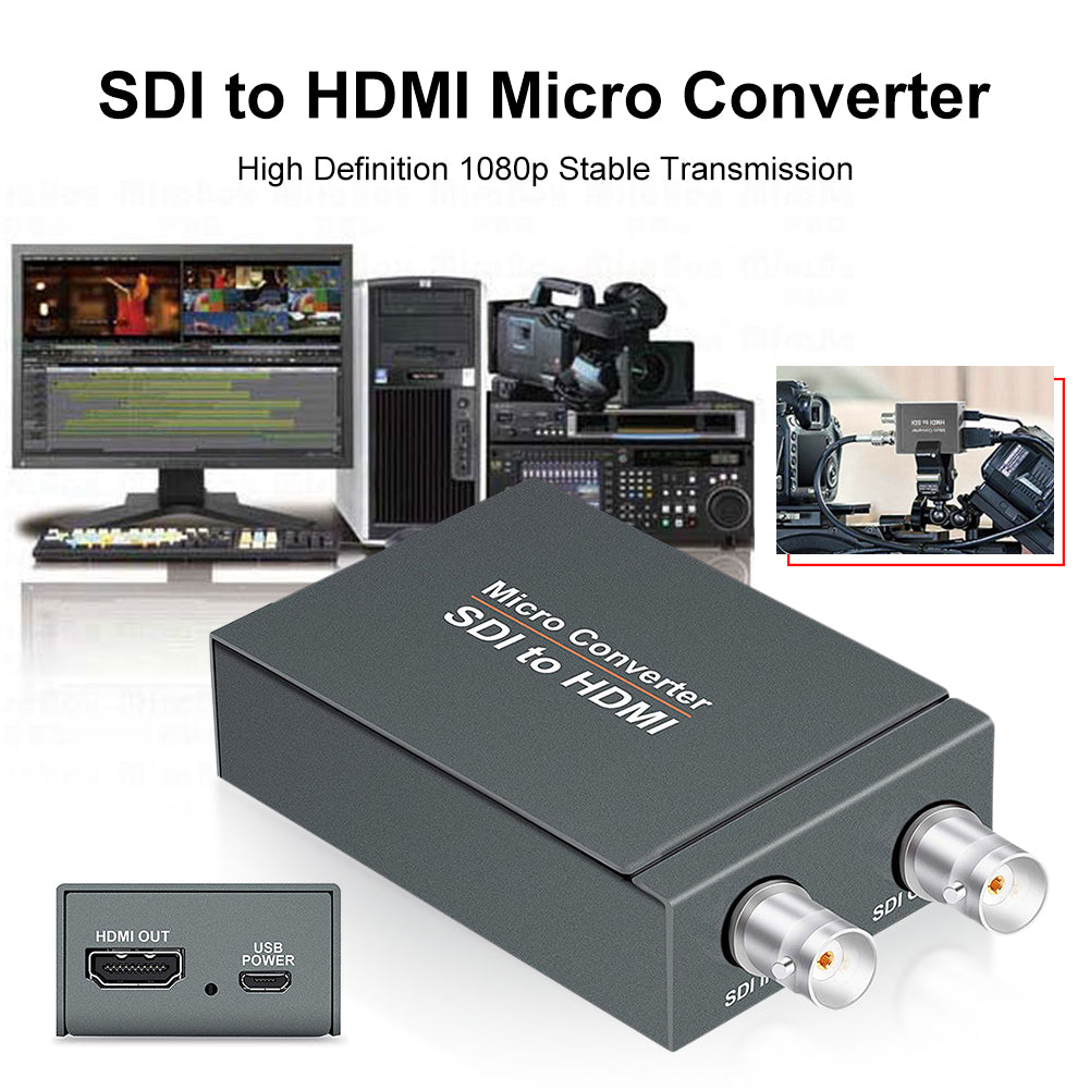 1 SDI In to 2 HDMI + SDI Out Mini HD Video Micro Konverter Audio Switcher