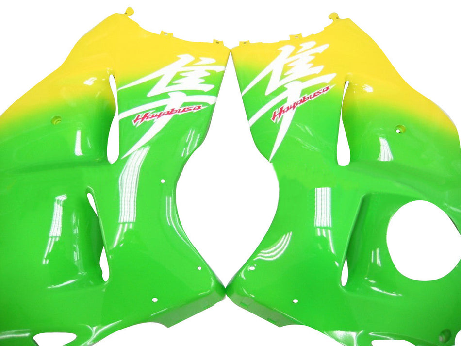 Amotopart Suzuki Hayabusa GSXR1300 1999-2007 Kit de carénage vert et jaune