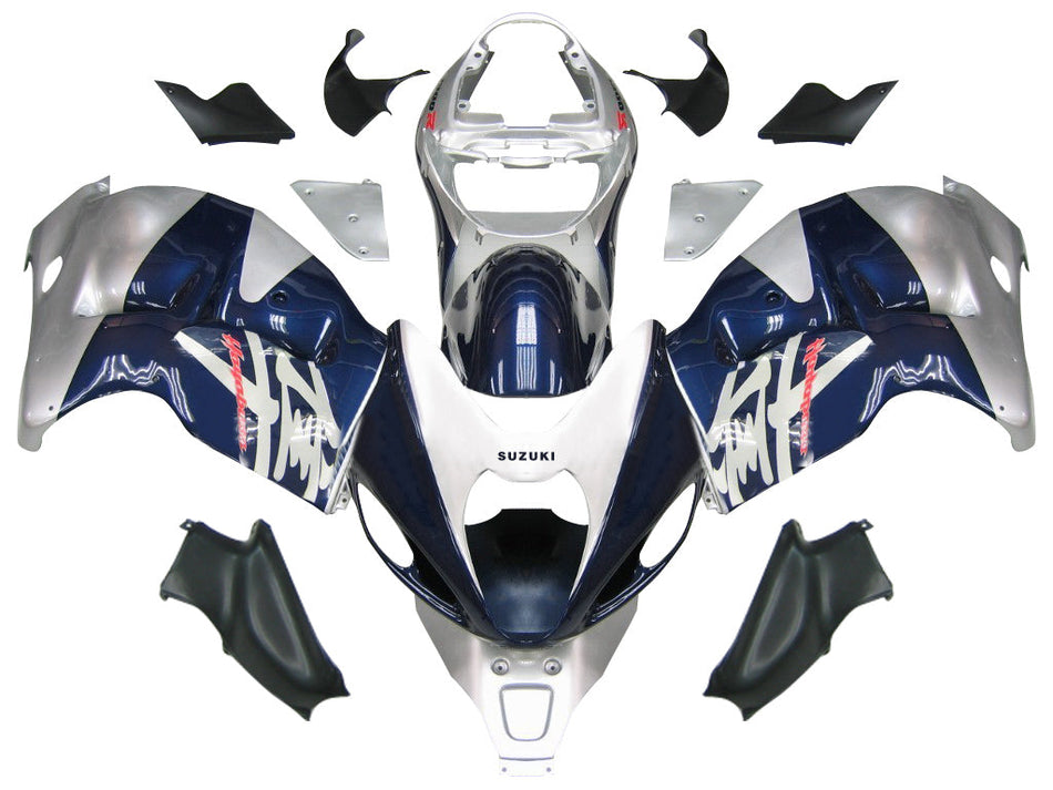 Amotopart 1999-2007 Suzuki GSXR1300 Carénage G-Sliver &amp; Blue Kit