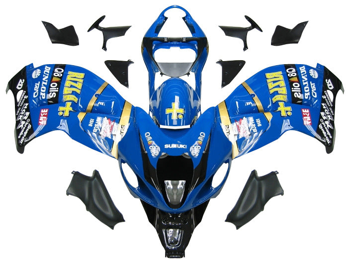 Amotopart Suzuki Hayabusa GSXR1300 1999-2007 Kit Carénage Multi Bleu