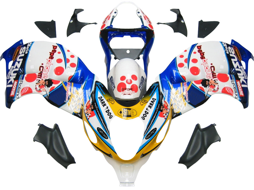 Amotopart Suzuki Hayabusa GSXR1300 1999-2007 Verkleidung Multi White Kit