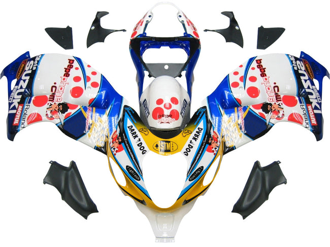 Amotopart Suzuki Hayabusa GSXR1300 1999-2007 Verkleidung Multi White Kit