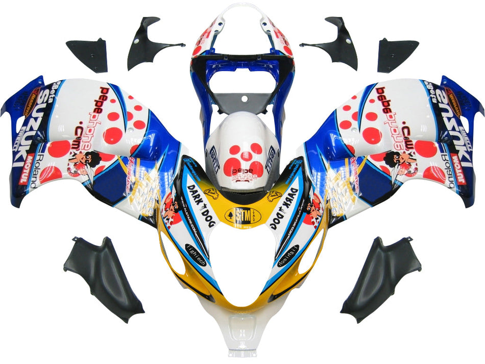 Amotopart Suzuki Hayabusa GSXR1300 1999-2007 Kit Carénage Multi Blanc