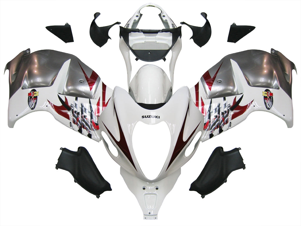 Amotopart Suzuki Hayabusa GSXR1300 1999-2007 Kit de carénage multi blanc et ruban