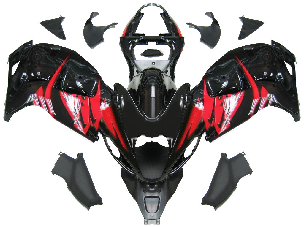 Amotopart Suzuki Hayabusa GSXR1300 1999-2007 Carénage Multi Noir &amp; Rouge Kit