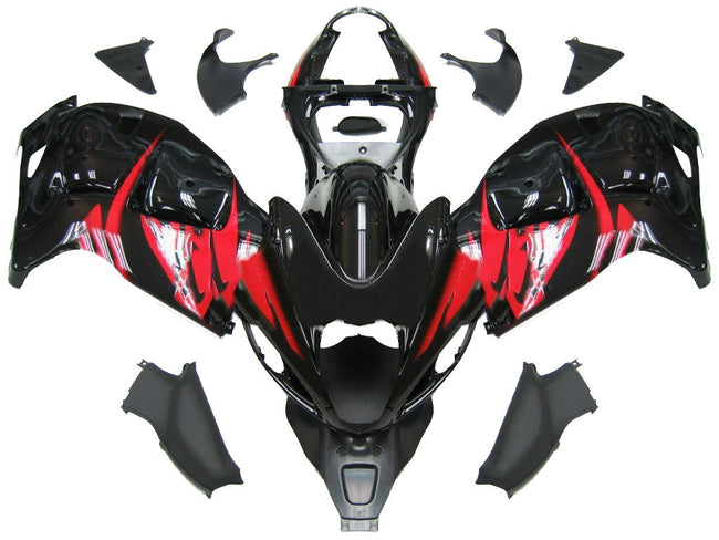 Amotopart Suzuki Hayabusa GSXR1300 1999-2007 Verkleidung Multi Black & Red Kit