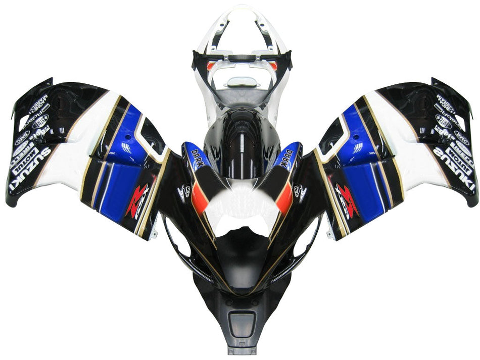 Amotopart Carénages Suzuki Hayabusa GSXR1300 1999-2007 Carénage Multi Blanc &amp; Bleu Kit
