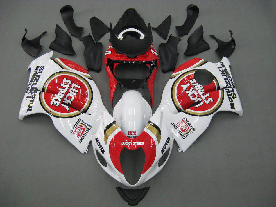 Amotopart Suzuki Hayabusa GSXR1300 1999-2007 Carénage blanc et kit rouge