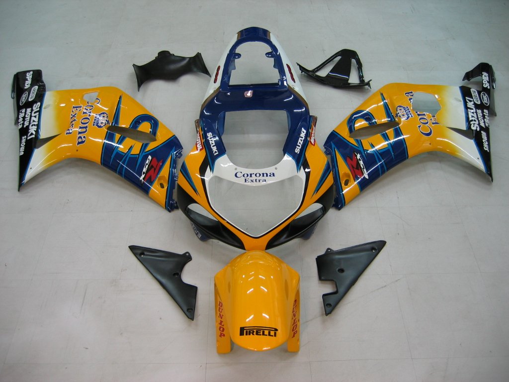 Amotopart Favoritings GSXR600 2001-2003 Verkleidung Corona GSXR Racing Yellow & Blue Verkleidungskit