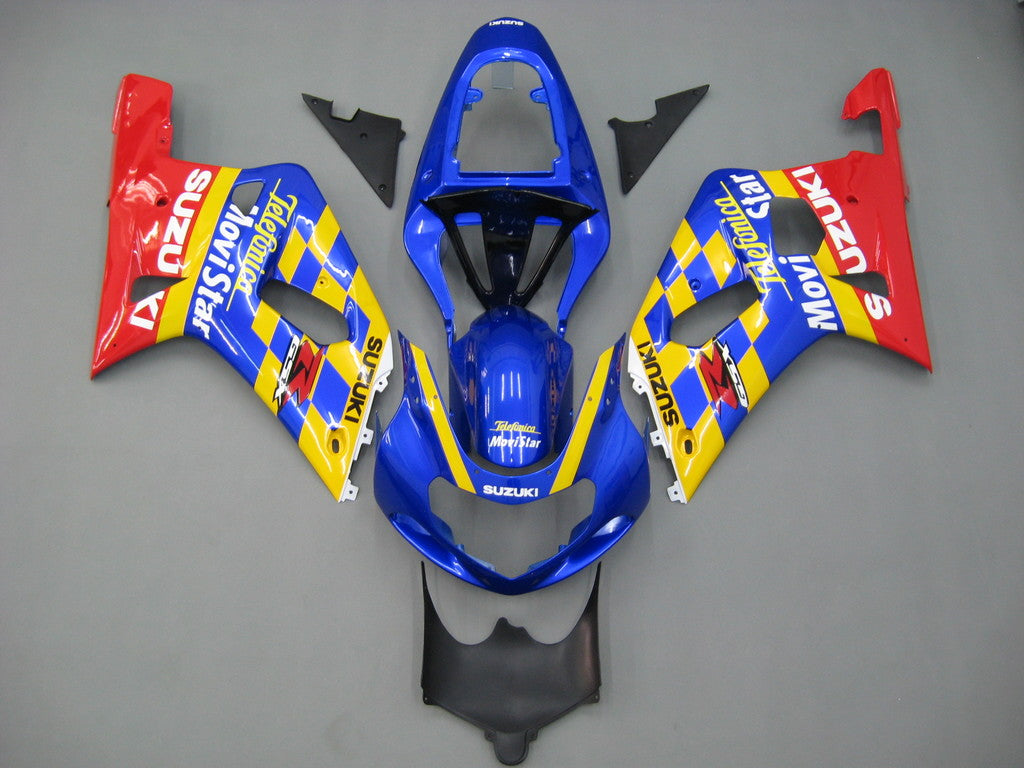 Amotopart Favoritings GSXR600 2001-2003 Verkleidung Corona GSXR Racing Yellow & Blue Verkleidungskit