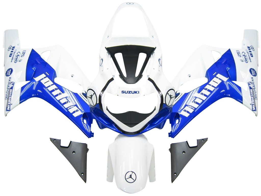 Amotopart Verkleidung Suzuki 600 2001-2003 Verkleidungsverkleidung Wei?blau Jordan GSXR Racing Kiting Kit