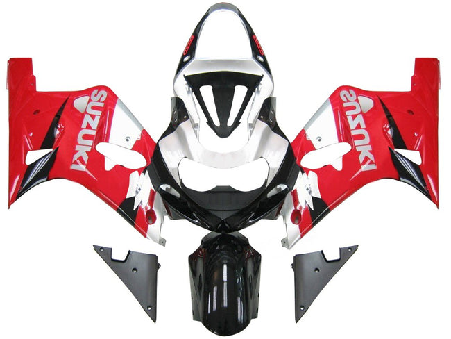 Amotopart Verkleidung Suzuki 600 2001-2003 Verkleidung GSXR Racing Red & Silver Fairing Kit