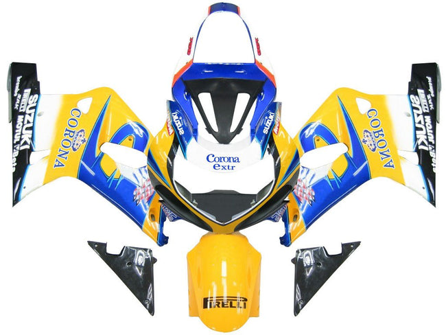 Amotopart Verkleidung Suzuki 600 2001-2003 Verkleidung Corona GSXR Racing Blue & Yellow Fairing Kit