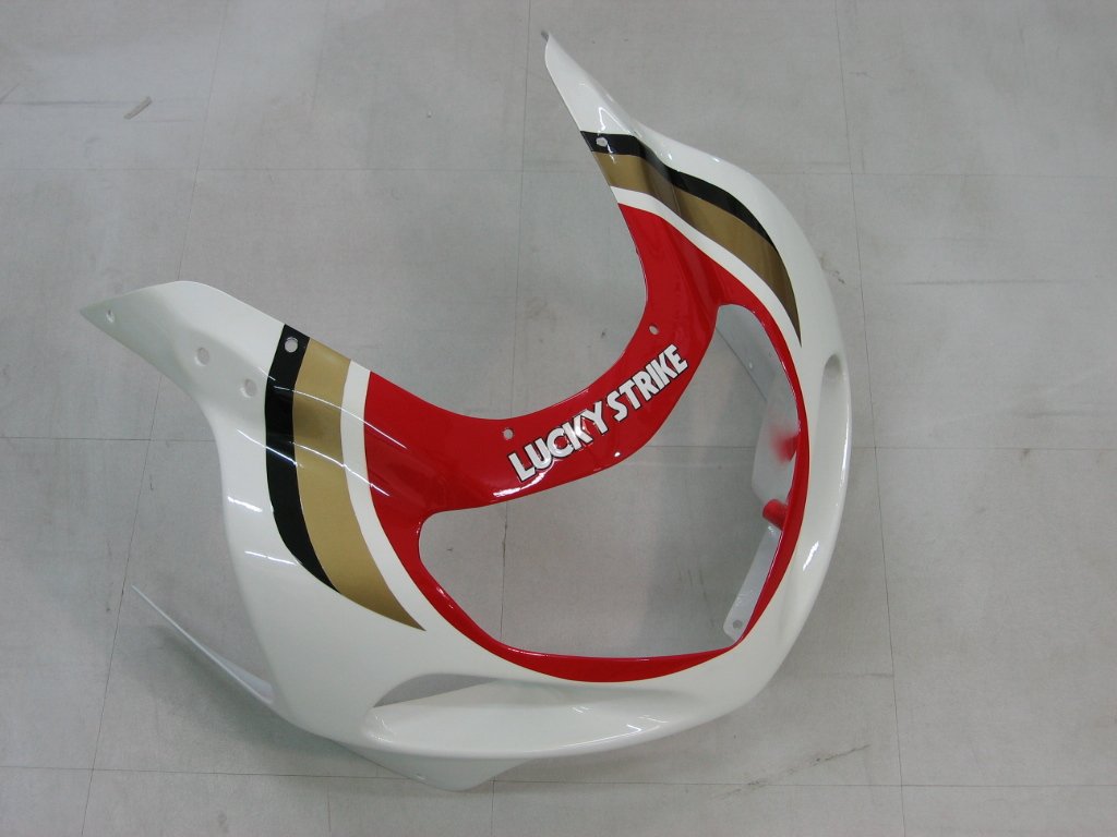 Amotopart Verkleidung Suzuki GSXR 600 2001-2003 Verziehung Lucky Strike Racin White & Red Verkeller Kit