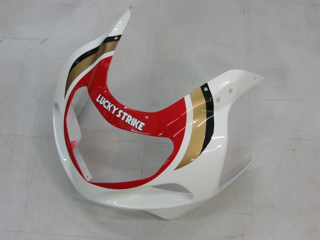 Amotopart Verkleidung Suzuki GSXR 600 2001-2003 Verziehung Lucky Strike Racin White & Red Verkeller Kit