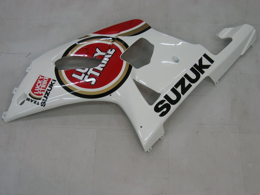 Amotopart Verkleidung Suzuki GSXR 600 2001-2003 Verziehung Lucky Strike Racin White & Red Verkeller Kit