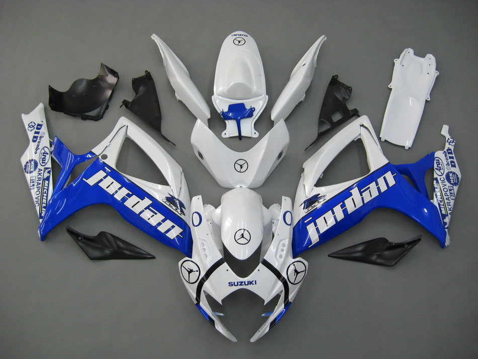 Amotopart 2006-2007 Suzuki GSXR600750 Kit de carénage blanc et bleu