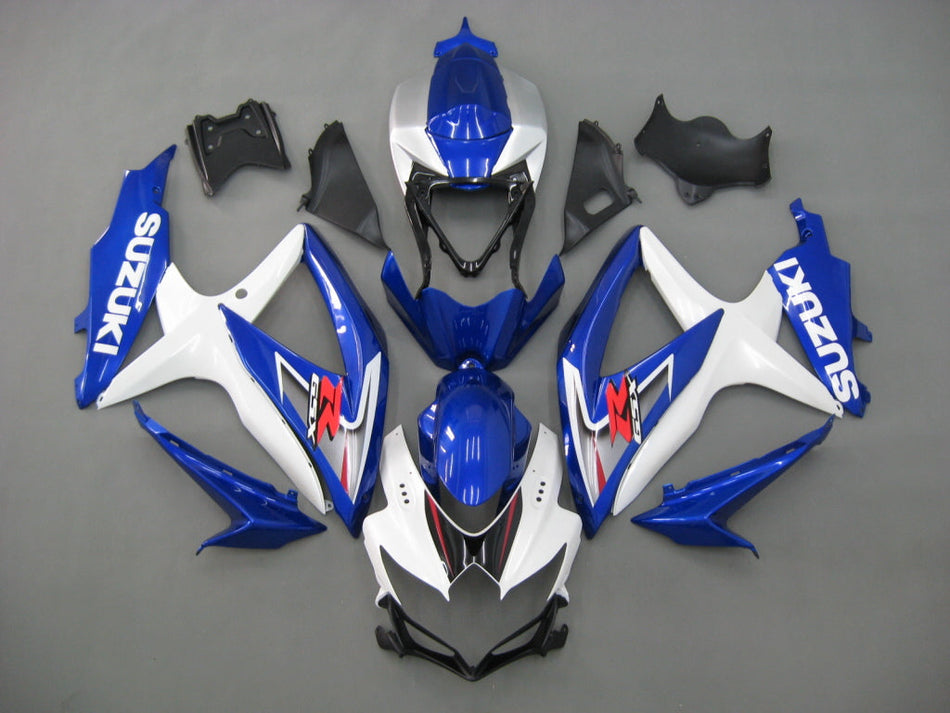 Amotopart 2008-2010 GSXR600750 Kit de carénage Suzuki blanc et bleu