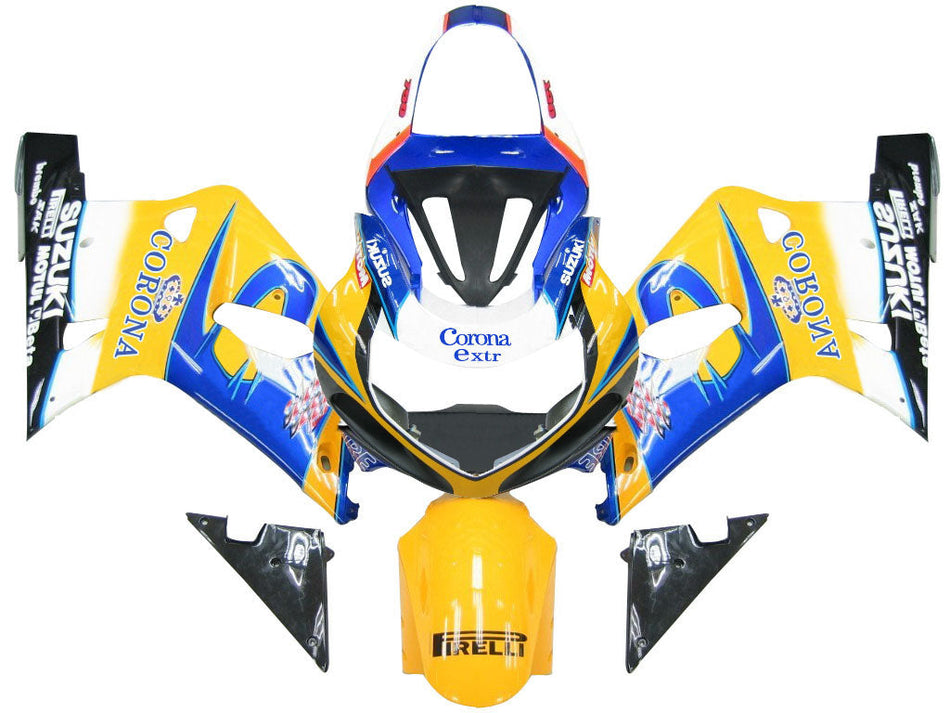 Amotopart 2001-2003 Suzuki GSXR750 Carénage Carénage Multi Jaune et Bleu Kit