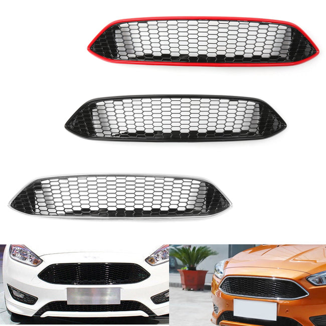 Front Bumper Grille ABS Gloss Black Honeycomb For Ford Focus (2015-16)