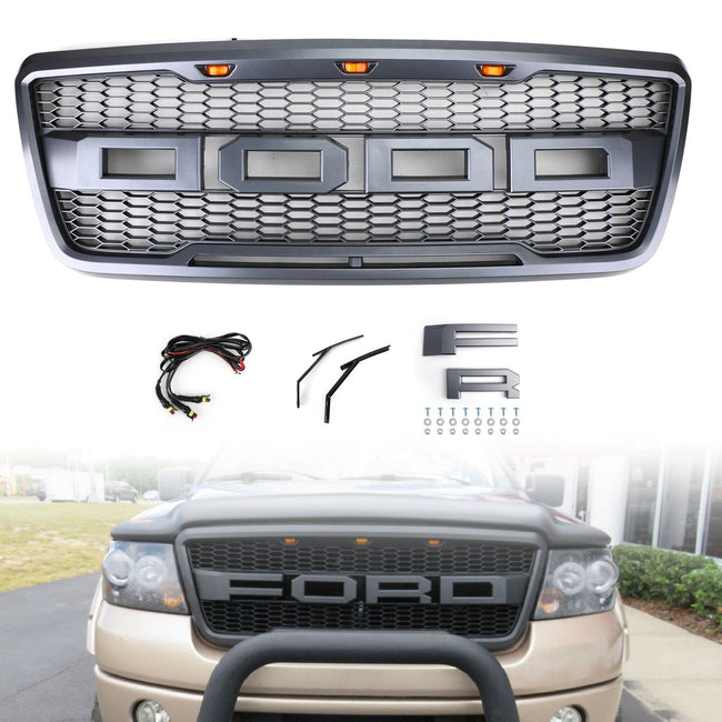 F150 2004-2008 Grille de rechange pour grille de moyeux de moteur avant Ford Style Raptor avec LED générique