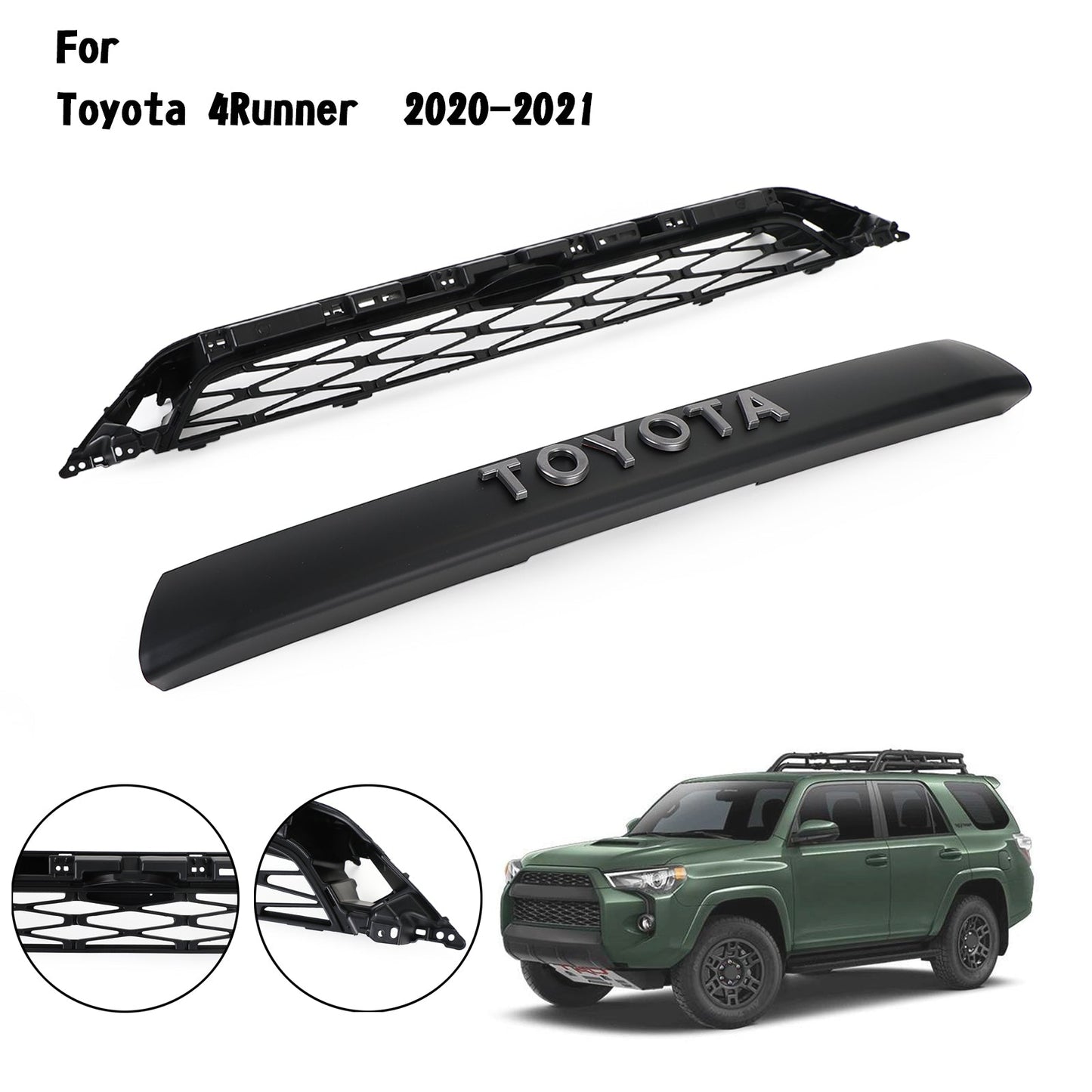 2-teiliges vorderer Stoßfänger Kühlergrill Fit Toyota 4Runner TRD Pro 2020-2024 Schwarz