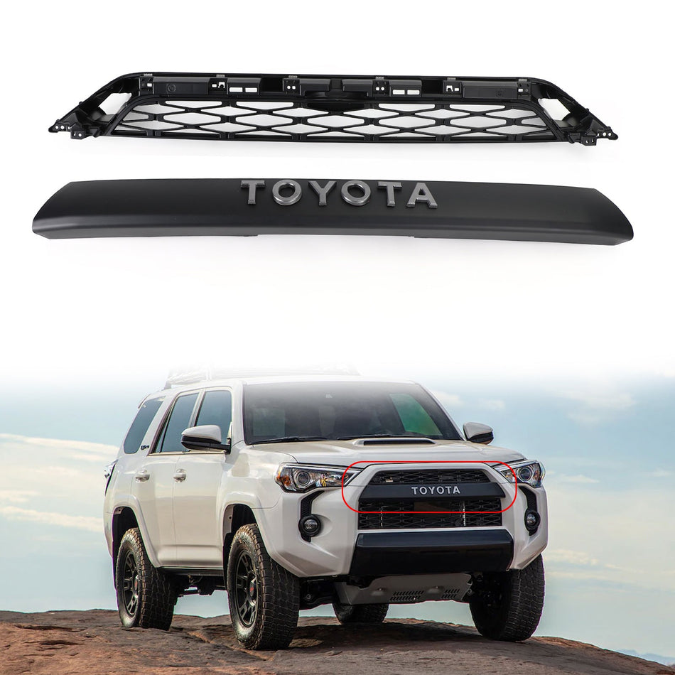 2-teiliges vorderer Sto?f?nger Kühlergrill Fit Toyota 4Runner TRD Pro 2020-2024 Schwarz