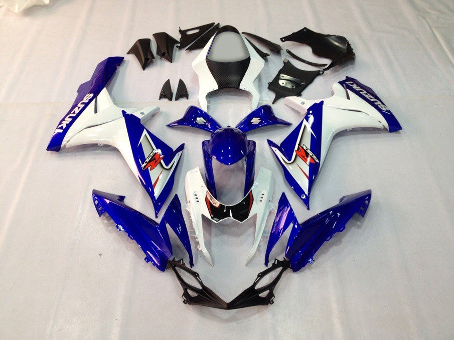 Amotopart 2011-2021 Suzuki GSXR 600 750 Carénage blanc &amp; kit bleu