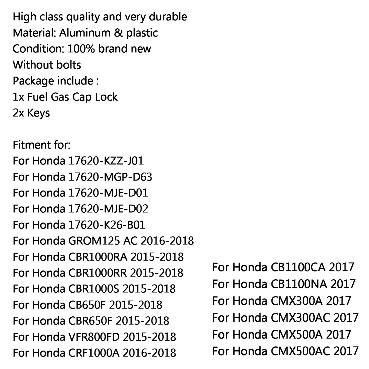 Tan Fuel Gas Cap Lock Key For Honda CB6/CB9