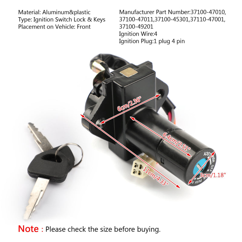 Ignition Switch Lock Keys For Suzuki GS55 GS 45/4/25 GS1 GSX 11