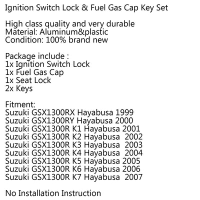 Ignition Switch Lock & Fuel Gas Cap Key Set for Suzuki GSX13RX Hayabusa 1999