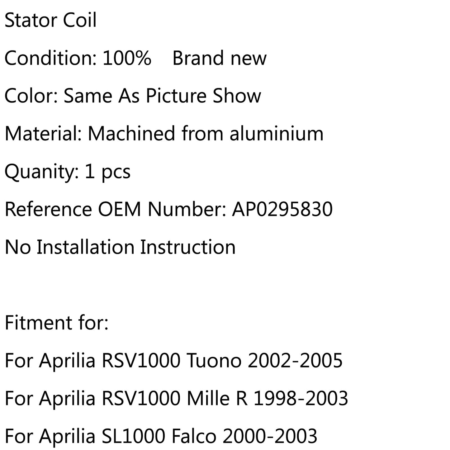 Magneto-Statorspule für Aprilia RSV1000 Tuono (02-05) Mille R (98-03) SL1000 (00-03) Generisches Generikum
