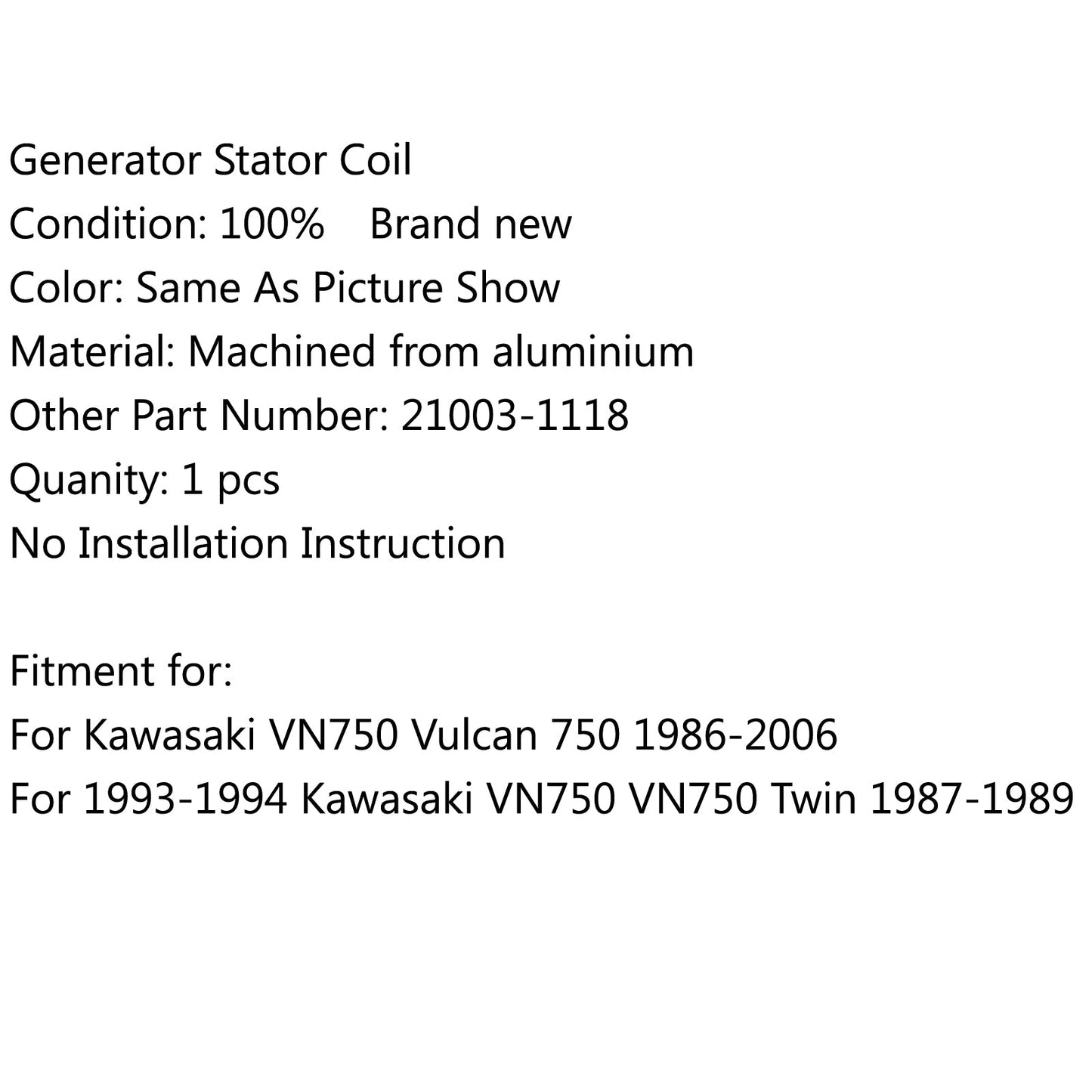 Generator Statorspule für Kawasaki VN750 Vulcan 750 (86-06) VN750 Twin (87-89) Generikum