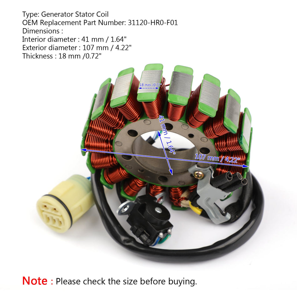 Bobine de stator de générateur pour Honda TRX500 Fourtrax Foreman 500 FM Fe FPE FPM 12-13 générique
