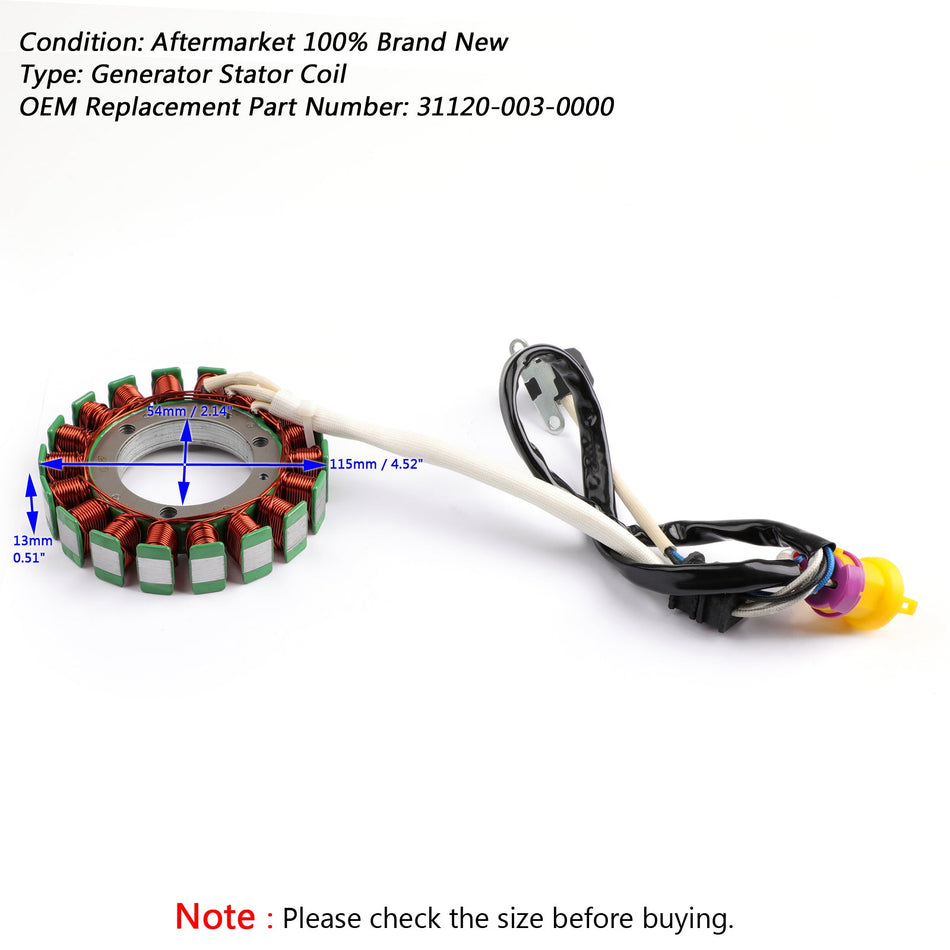 Bobine de stator de magnétogénérateur pour hisun 400 UTV Coleman Massimo Yardsport Qlink Generic