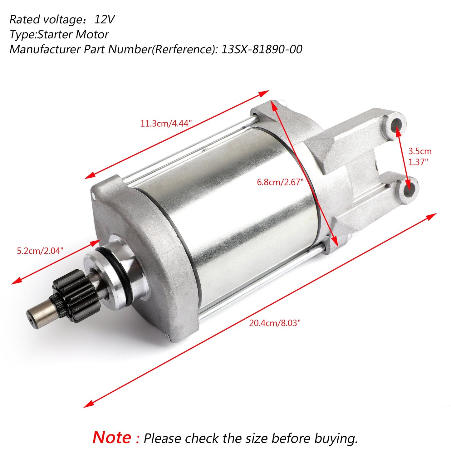 Startermotor für Yamaha ATV Raptor YFM660RR YFM660RSE RAPTOR 660R 2001-2000 Generika