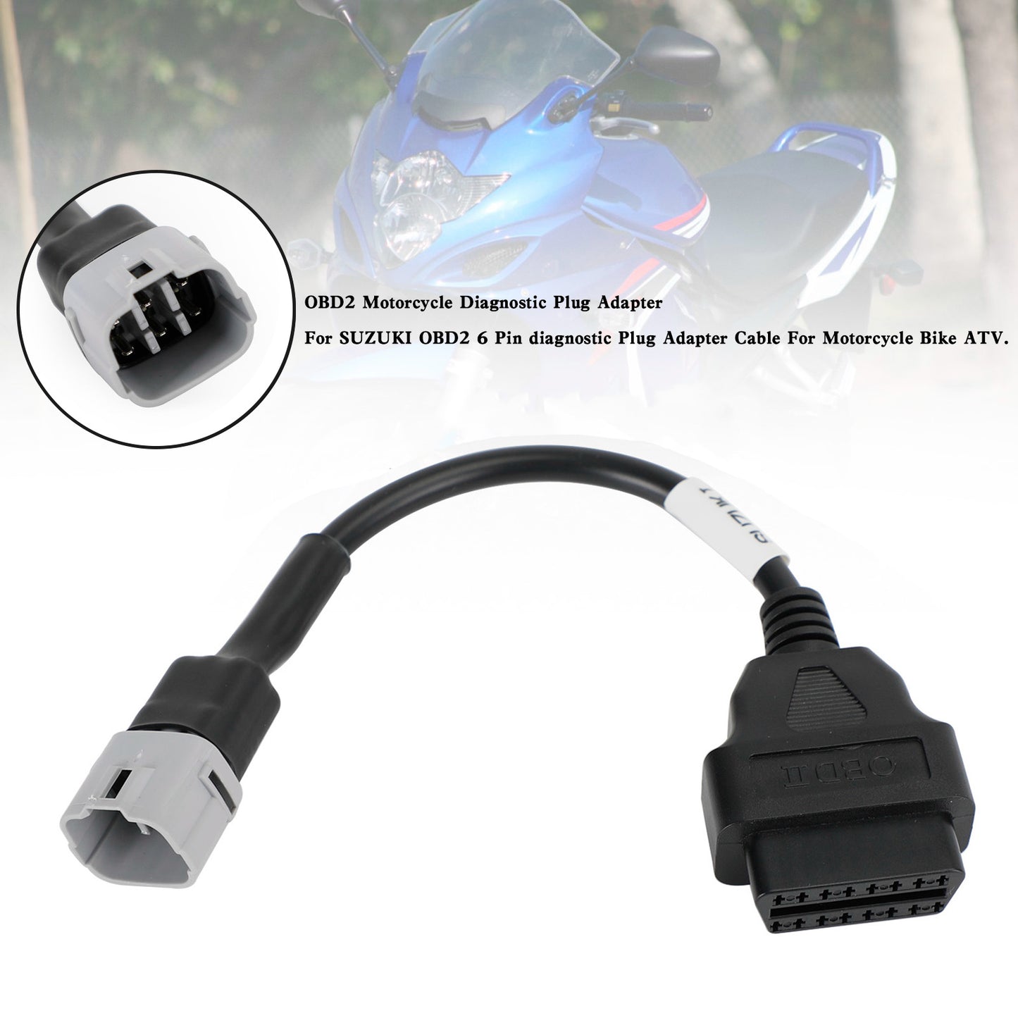 OBD2 6 Pin Diagnosestecker Adapter für SUZUKI Motorrad Scooter ATV Kabel