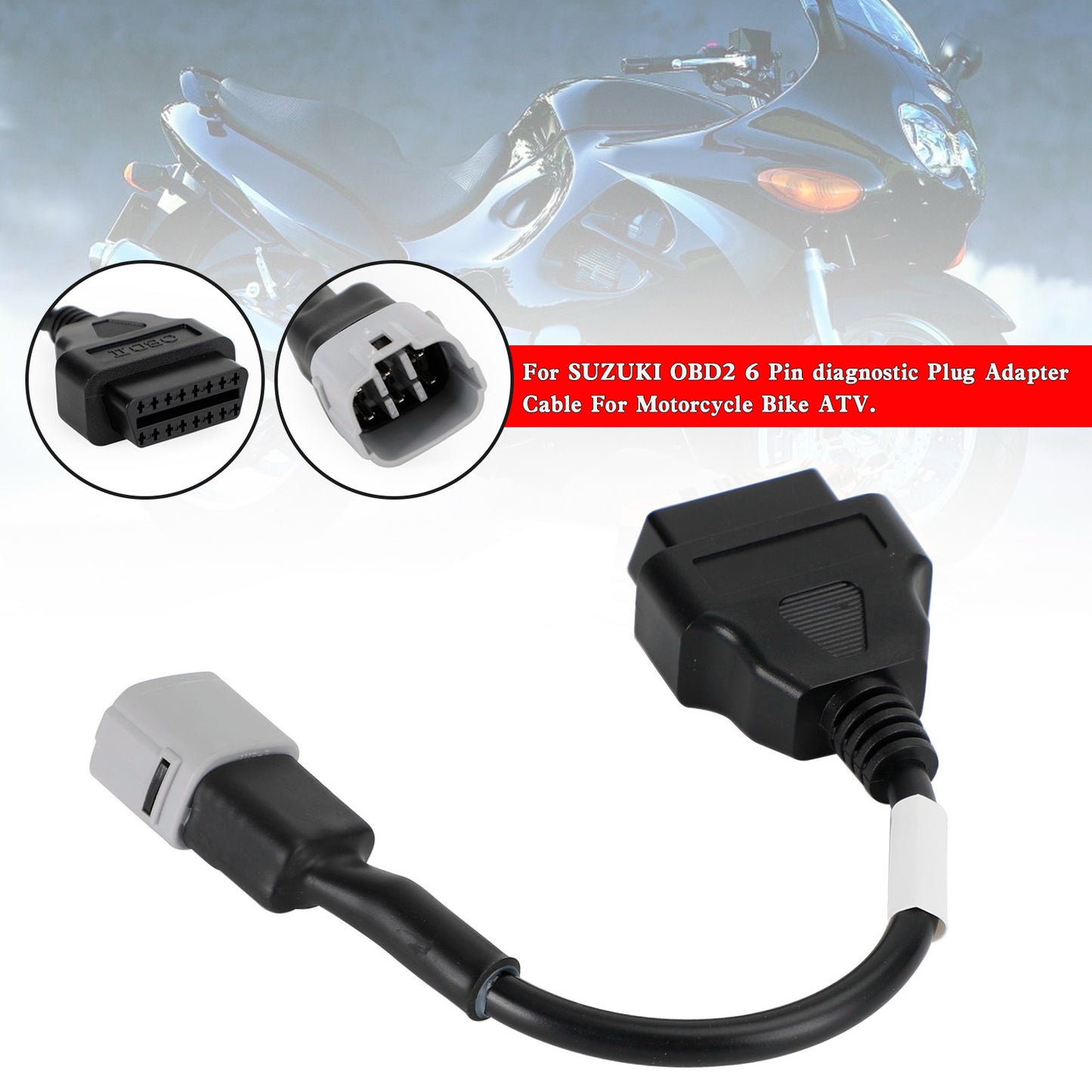 Adaptateur de connecteur de diagnostic OBD2 6 broches pour câble ATV moto scooter SUZUKI
