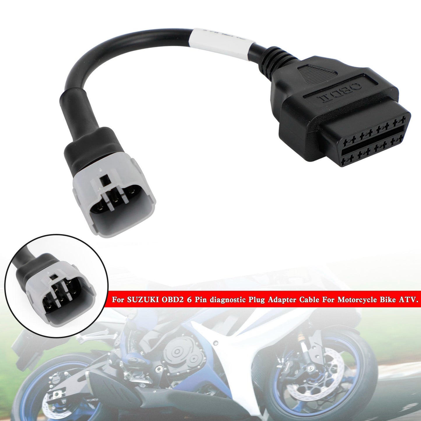 OBD2 6 Pin Diagnosestecker Adapter für SUZUKI Motorrad Scooter ATV Kabel