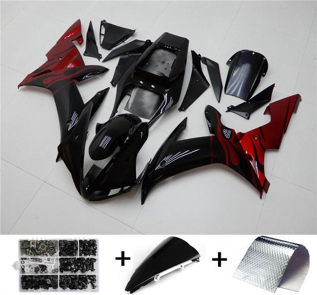 ABS Injection Molded Fairing Kit Fit for Yamaha YZF R1 2002 2003 Black Red