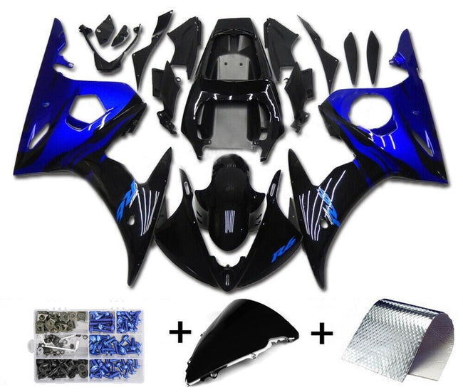 Fairing Injection Plastic Kit w/bolt Fit For YAMAHA 2005 YZF R6 Blue Black