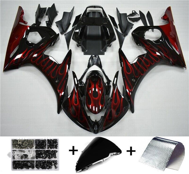 Fairing Injection Plastic Kit Flame w/bolt Fit For YAMAHA 2005 YZF R6