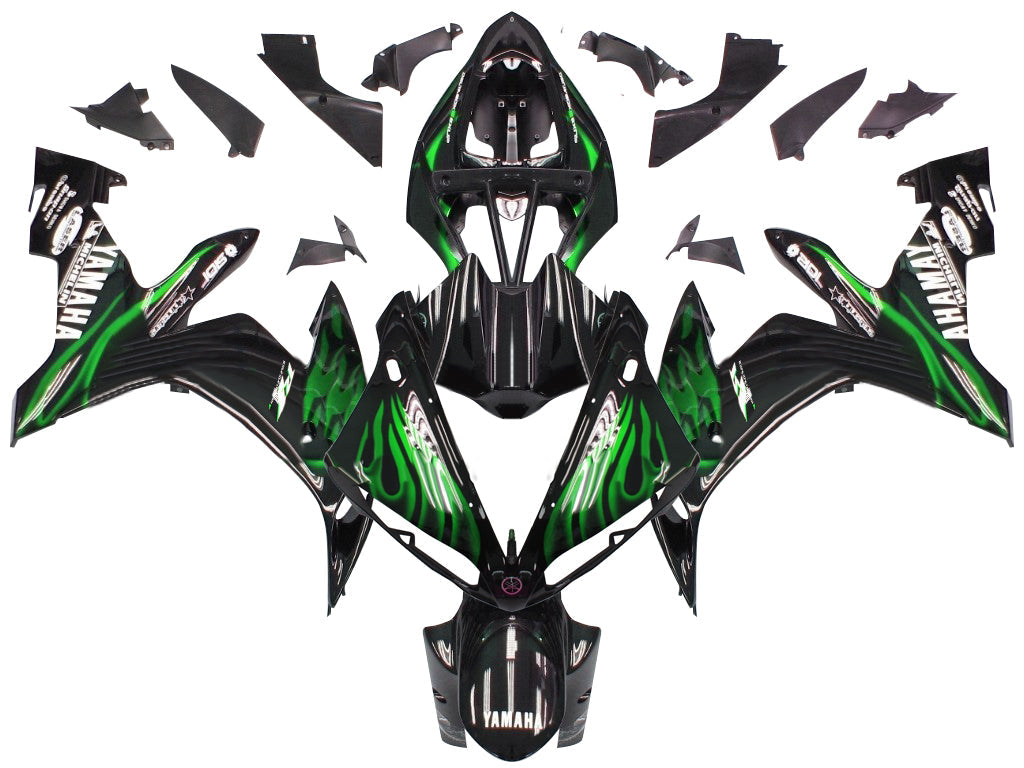 Amotopart 2004-2006 Yamaha R1 Verkleidung Black & Green Kit