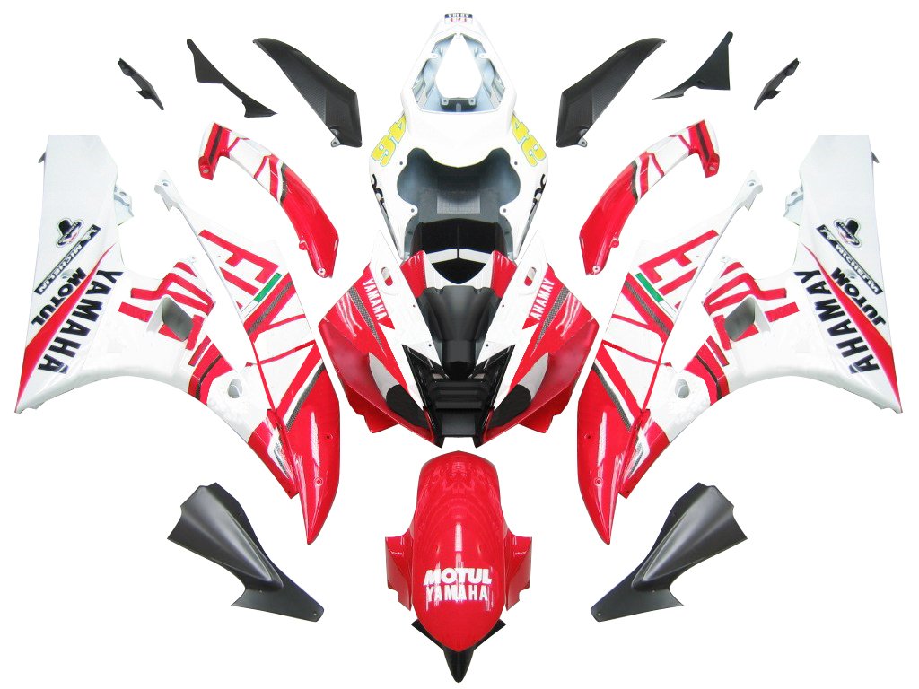 Amotopart Verkleidung Yamaha YZF-R6 2006-2007 Verkleidungsverkleidung Wei?rot Nr. 46 Fiat Abzugskit