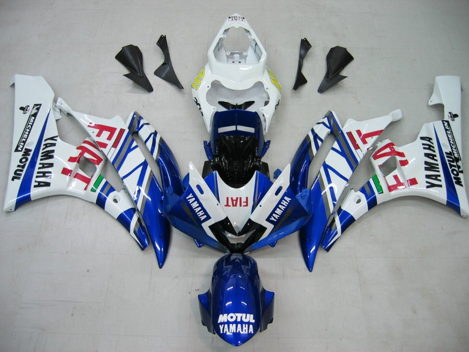 Carénage Amotopart Yamaha YZF-R6 2006-2007 carénage blanc Kit gâchette bleu n°46 Fiat