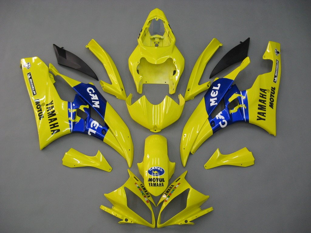 Amotopart-Verkleidungen Yamaha YZF-R6 2006-2007 Verkleidung gelb Blau Nr. 46 CAMEL R6 RACING AUSGABE KIT