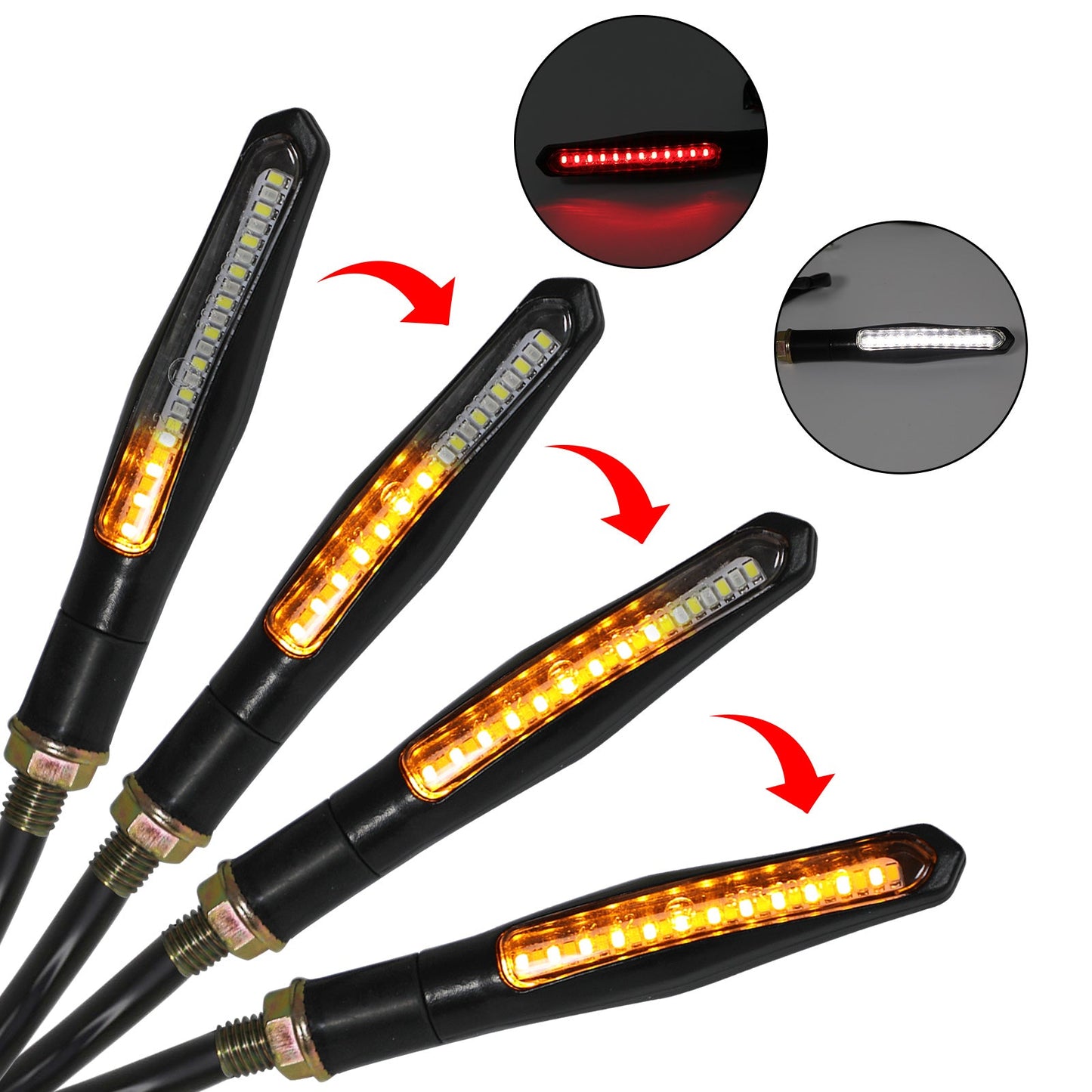 4x clignotants séquentiels à LED pour moto feux de freinage DRL