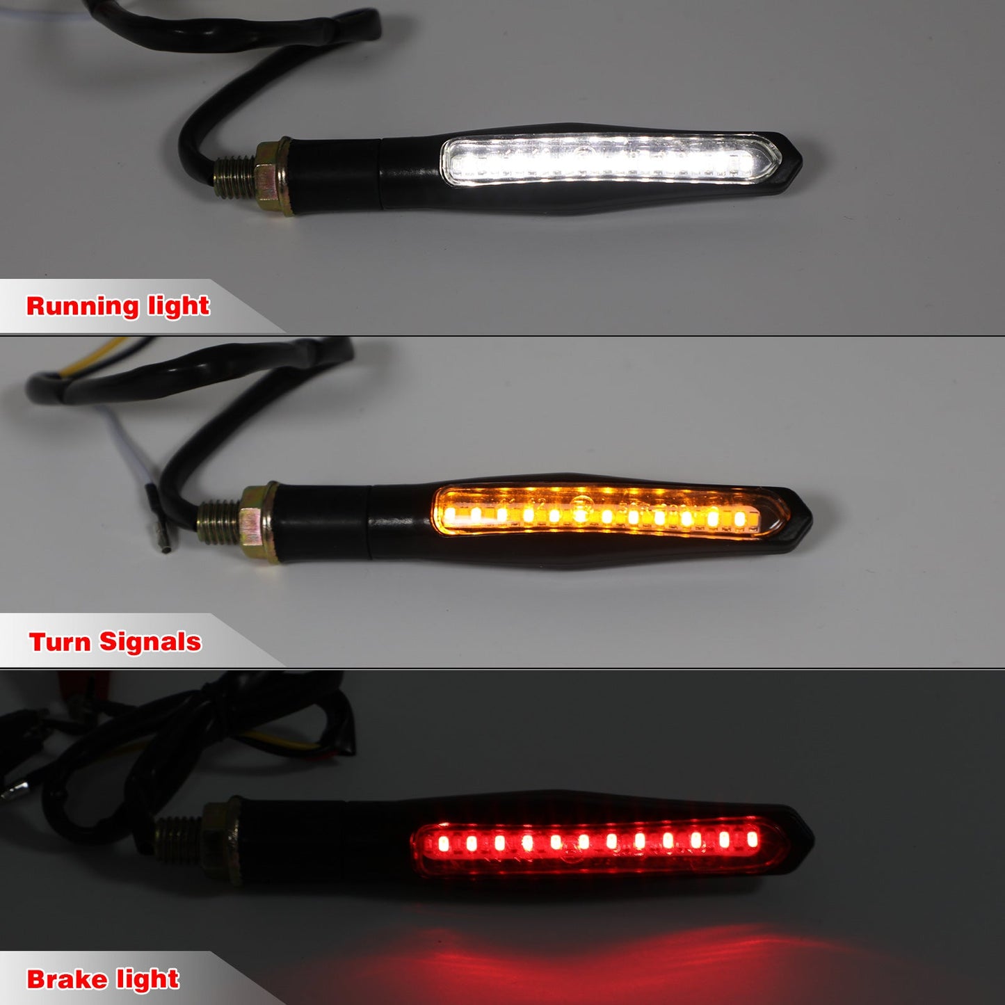 4x sequentiell fließendes LED -Motorrad -Blinker -Lichter DRL Bremslampe