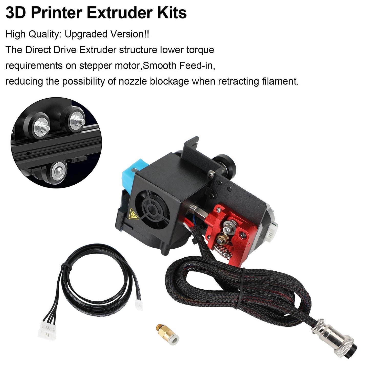 3D-Drucker MK8 Direct Drive Pulley Turbo Fan Extruder für CR-10 Ender3 12V/24V